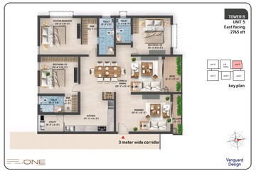 Floor Plan in 4 BHK Apartment at SAS Diamond Towers, Financial District – for Sale