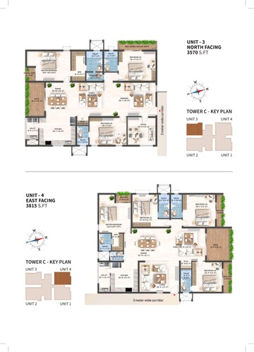 Floor Plan in 4 BHK Apartment at SAS Diamond Towers, Financial District – for Sale