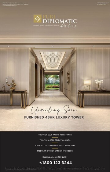 Living Room in 3 BHK Apartment at Puri Diplomatic Residences, Sector 111 – for Sale