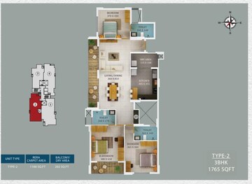 Floor Plan in 3 BHK Apartment at Viyyoor – for Sale