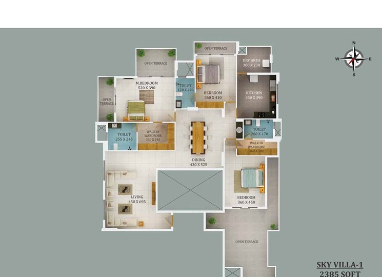 Floor Plan, viyyur 3 Bedroom 2500 Sq.Ft. Apartment In Viyyur Thrissur 9069046