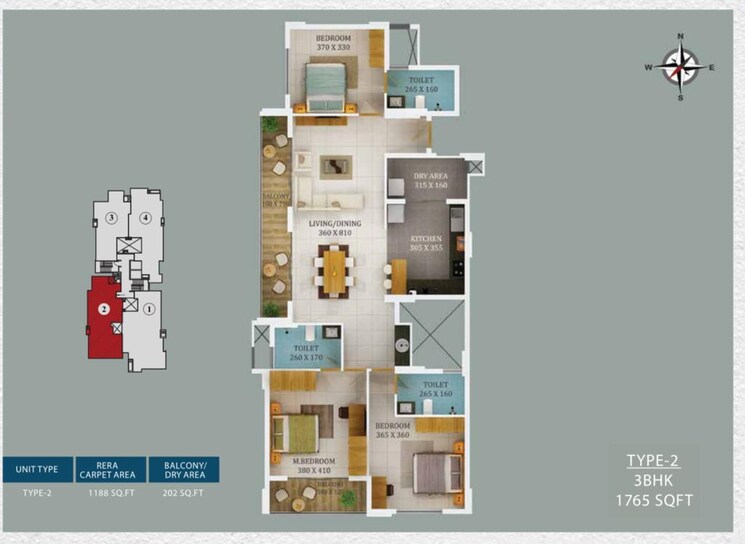 Floor Plan, viyyur 3 Bedroom 2500 Sq.Ft. Apartment In Viyyur Thrissur 9069046