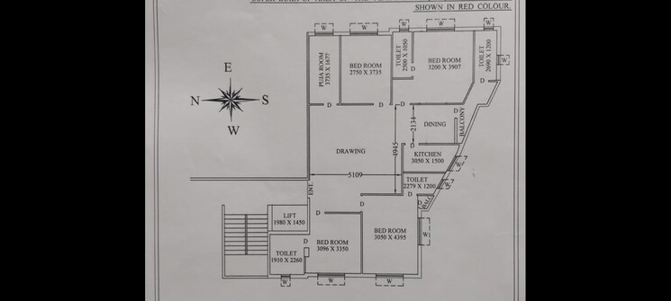 Floor Plan, teghoria 4 Bedroom 1600 Sq.Ft. Apartment In Teghoria Kolkata 9070694