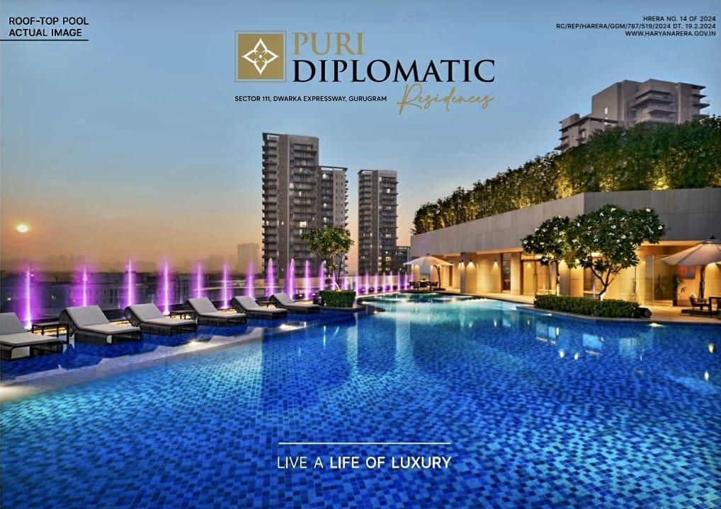 3 BHK + Pooja Room 2282 Sq.Ft. Apartment in Puri Diplomatic Residences