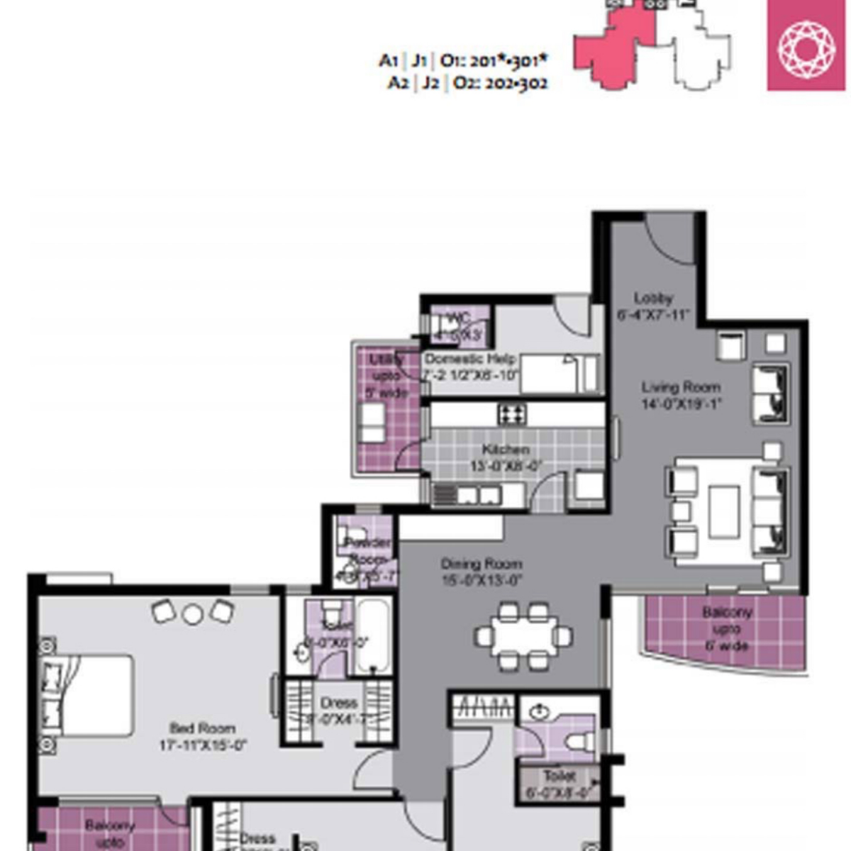 3 BHK 2350 Sq.Ft. Apartment in Unitech Exquisites