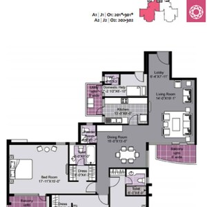 Floor Plan in 3 BHK Apartment at Unitech Exquisites, Fazilpur Jharsa – for Sale