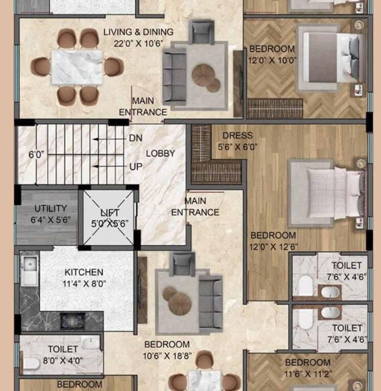 Floor Plan, hbr layout 3 Bedroom 2300 Sq.Ft. Builder Floor In Hbr Layout Bangalore 9073498