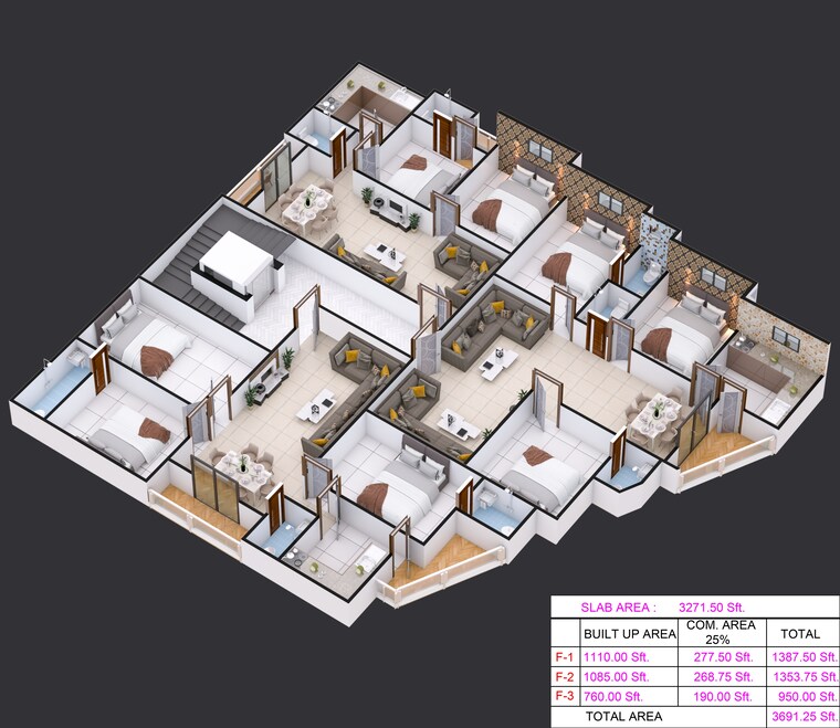 Master Plan, mehdipatnam 3 Bedroom 1296 Sq.Ft. Apartment In Mehdipatnam Hyderabad 9074187