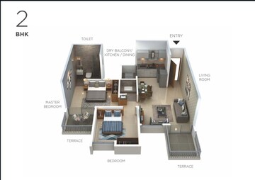 Floor Plan in 2 BHK Apartment at Wakad – for Rent