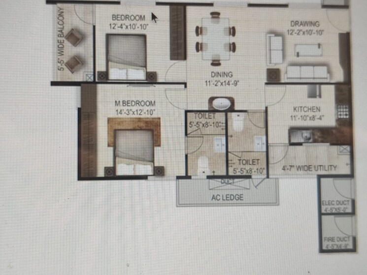 Floor Plan, smr-vinay-iconia-hyderabad 2 Bedroom 1410 Sq.Ft. Apartment In Kondapur Hyderabad 9075761