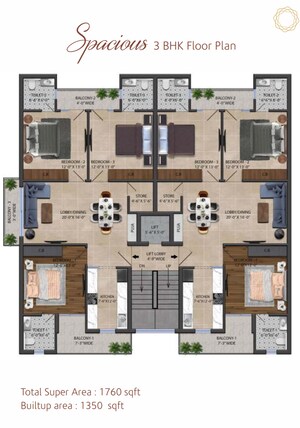 Floor Plan in 3 BHK Apartment at Aura Homes, Patiala Road – for Sale
