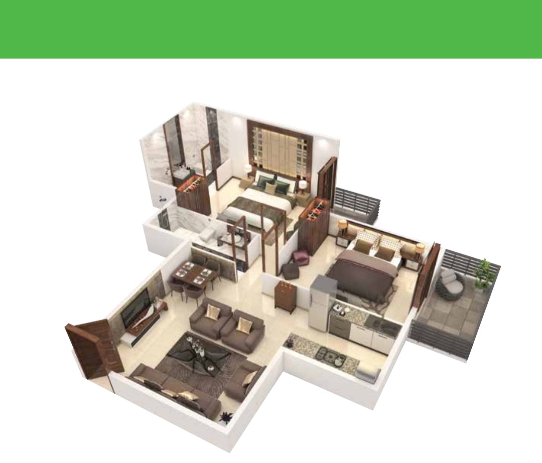 2 BHK 594 Sq.Ft. Apartment in Signature Roselia Phase 2