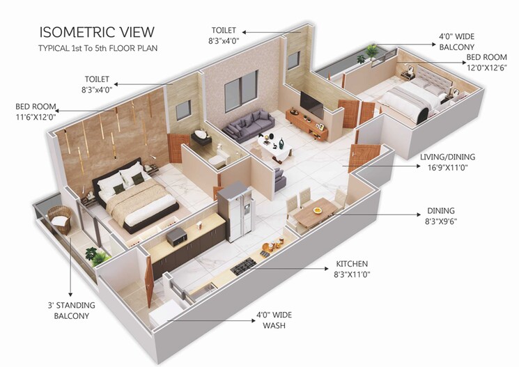 Floor Plan, narendra nagar 2 Bedroom 1250 Sq.Ft. Apartment In Narendra Nagar Nagpur 9079792