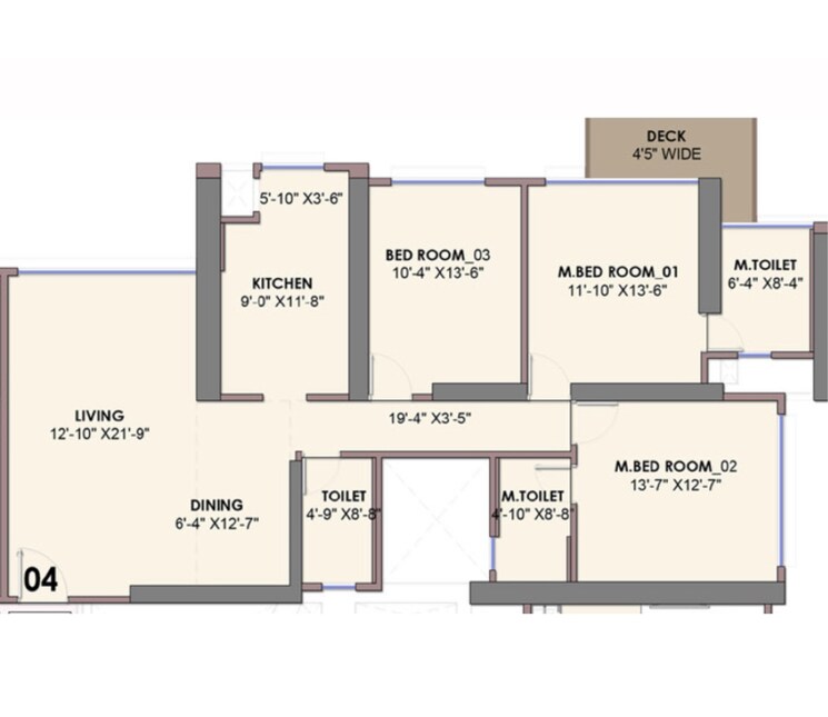 Floor Plan, marathon-monte-south 3 Bedroom 1339 Sq.Ft. Apartment In Byculla West Mumbai 9080042