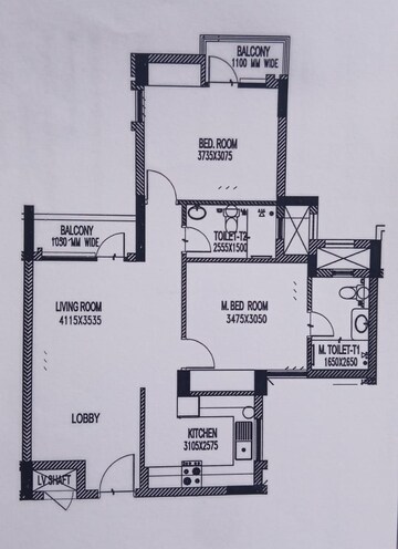 Floor Plan in 2 BHK Apartment at Jaypee Klassic Shaurya, Sector 134 – for Sale