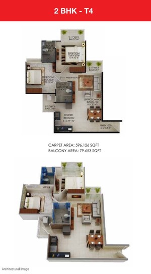 Floor Plan in 2 BHK Apartment at Signature Global The Millennia, Sector 37d – for Sale