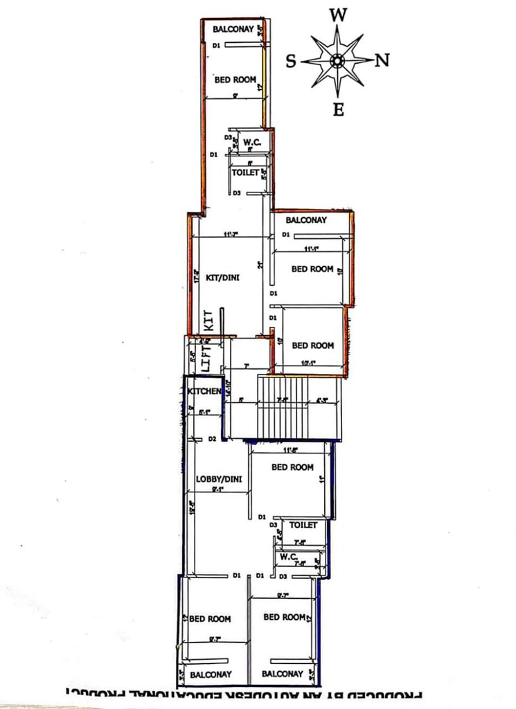 Floor Plan, rajarhat new town 3 Bedroom 1250 Sq.Ft. Apartment In Rajarhat New Town Kolkata 9081881