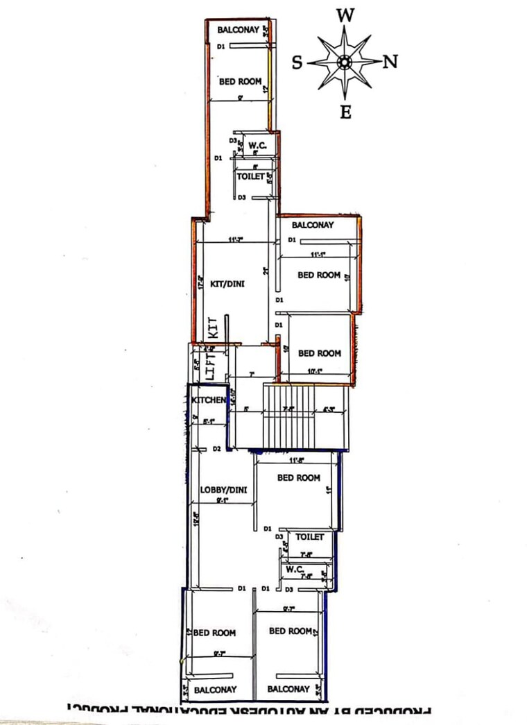Floor Plan, rajarhat new town 3 Bedroom 1250 Sq.Ft. Apartment In Rajarhat New Town Kolkata 9081881