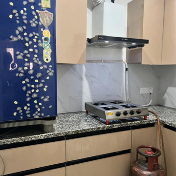 Kitchen in 3 BHK Builder Floor at Freedom Fighters Enclave – for Rent