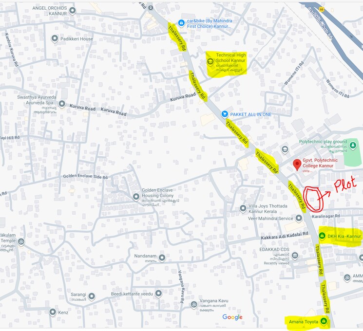 Map Location, thottada Commercial Land 4356 Sq.Ft. In Thottada Kannur 9082316