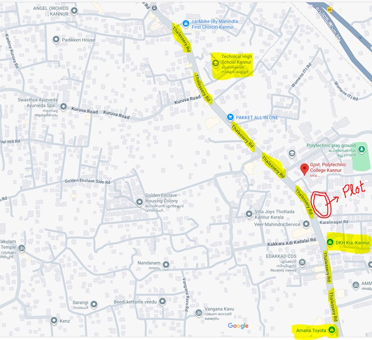 Map Location, thottada Commercial Land 4356 Sq.Ft. In Thottada Kannur 9082316