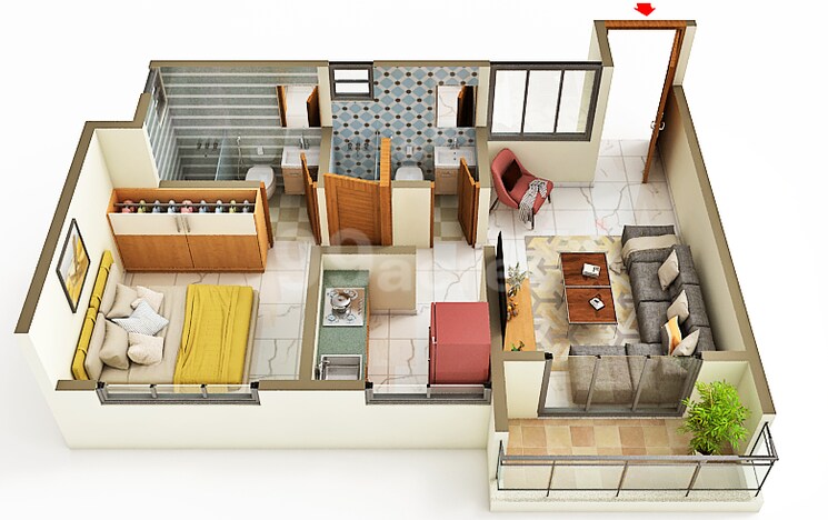 Floor Plan, paradise-sai-prerna 1 Bedroom 391 Sq.Ft. Apartment In Sector 34a Kharghar Navi Mumbai 9082486