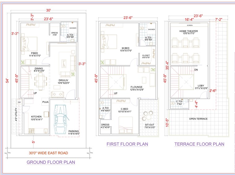 Floor Plan, krishna reddy pet 3 Bedroom 2839 Sq.Ft. Villa In Krishna Reddy Pet Hyderabad 9083355