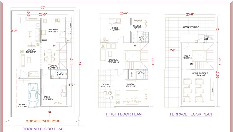 Floor Plan, rameshwar banda 3 Bedroom 2547 Sq.Ft. Villa In Rameshwar Banda Hyderabad 9083620