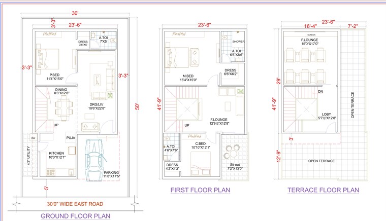 Floor Plan, beeramguda 3 Bedroom 2507 Sq.Ft. Villa In Beeramguda Hyderabad 9083805
