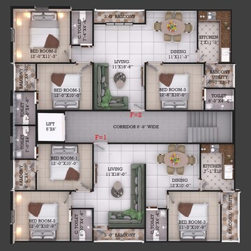 Floor Plan in 5 BHK Apartment at Mehdipatnam – for Sale
