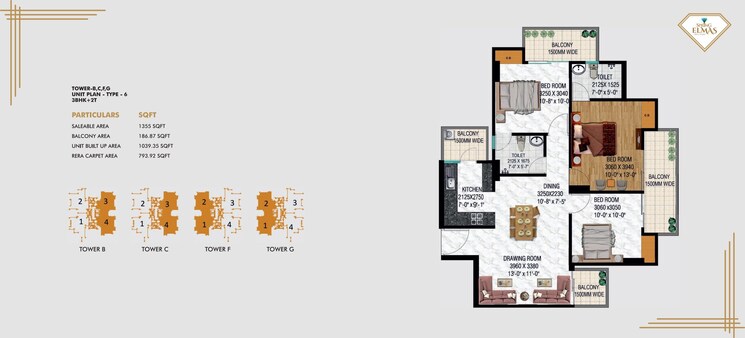 Master Plan, sublime-spring-elmas 3 Bedroom 1355 Sq.Ft. Apartment In Sector 12 Greater Noida Greater Noida 9086682