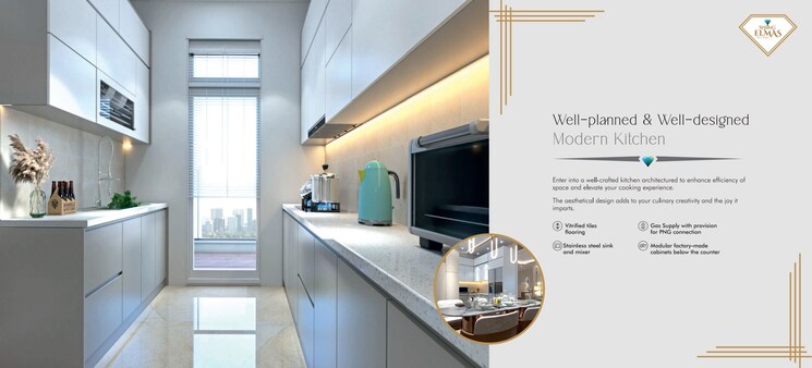 Kitchen, sublime-spring-elmas 4 Bedroom 2450 Sq.Ft. Apartment In Sector 12 Greater Noida Greater Noida 9086797