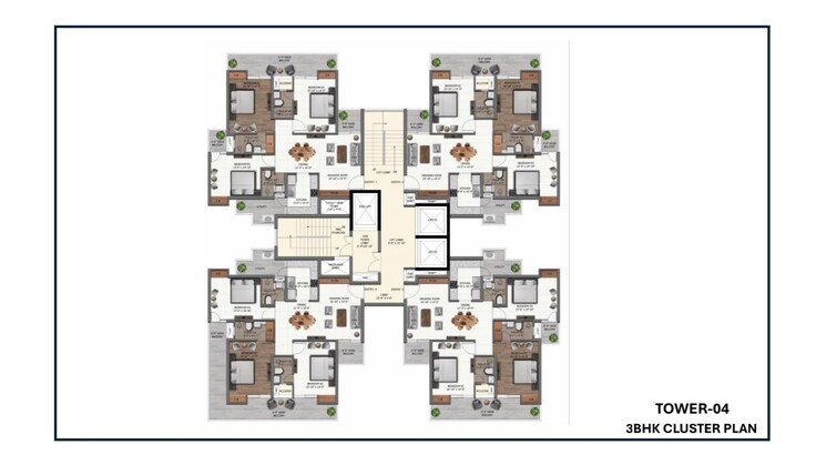 Floor Plan, dhakoli 3 Bedroom 1990 Sq.Ft. Apartment In Dhakoli Zirakpur 9086901