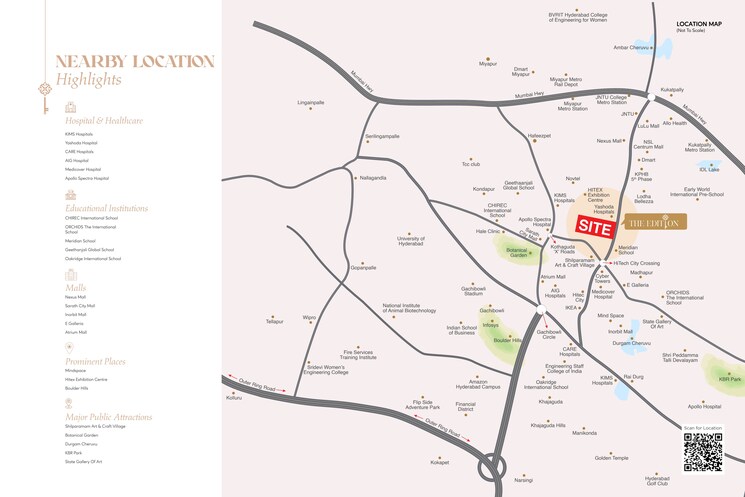 Map Location, savya-the-edition 3.5 Bedroom 3555 Sq.Ft. Apartment In Khanammet Hyderabad 9088370