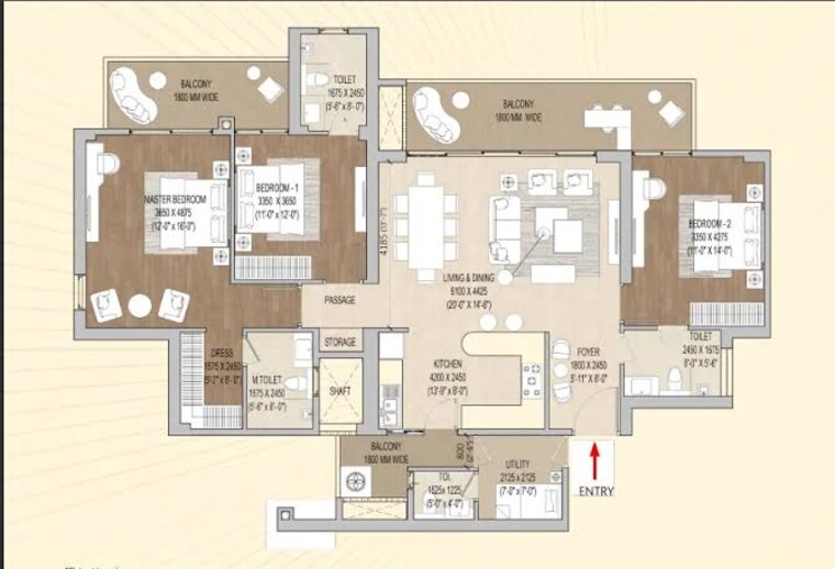 Floor Plan, signature-global-cloverdale 3.5 Bedroom 2400 Sq.Ft. Apartment In Sector 71 Gurgaon 9089386