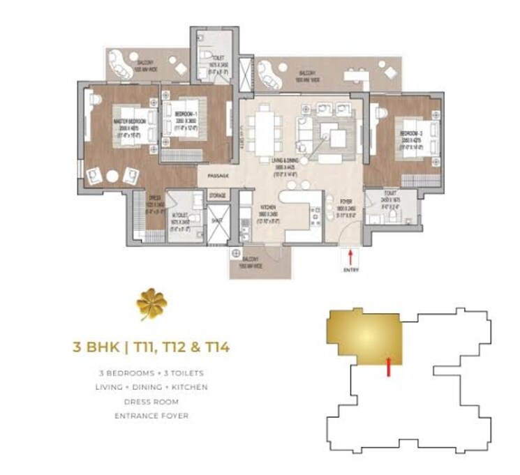 Floor Plan, signature-global-cloverdale 3.5 Bedroom 2400 Sq.Ft. Apartment In Sector 71 Gurgaon 9089386