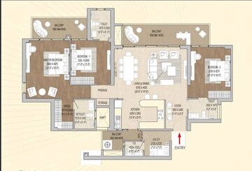 Floor Plan in 4 BHK Apartment at Signature Global Cloverdale, Sector 71 – for Sale