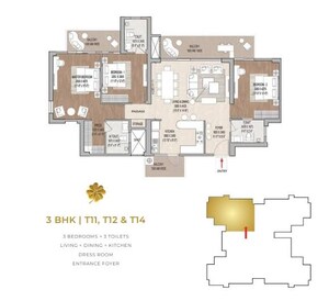 Floor Plan in 4 BHK Apartment at Signature Global Cloverdale, Sector 71 – for Sale
