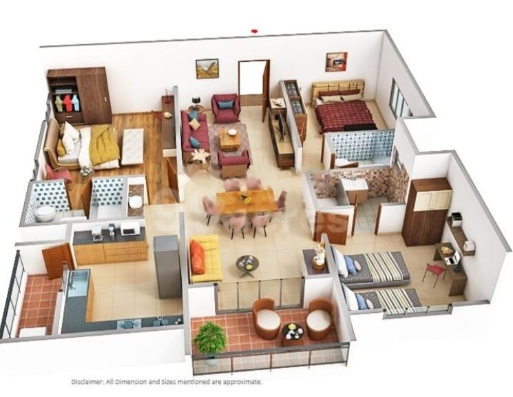 Floor Plan, aurobindo-the-regent 3 Bedroom 1950 Sq.Ft. Apartment In Kondapur Hyderabad 9090477