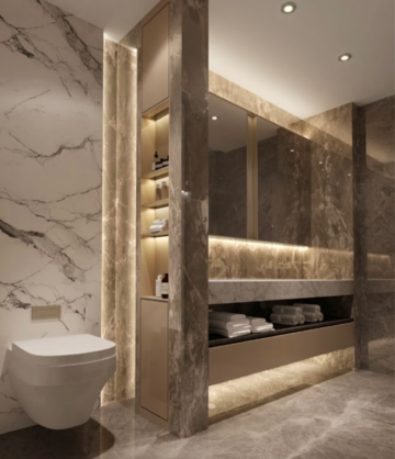 Bathroom in 4 BHK Apartment at Rustomjee Crown, Gokhale Road – for Rent