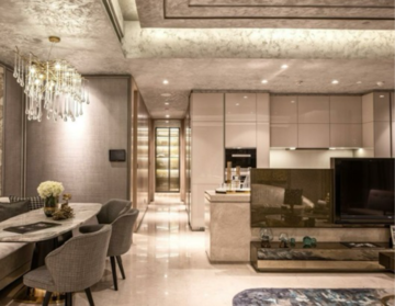 Living Room in 4 BHK Apartment at Rustomjee Crown, Gokhale Road – for Rent