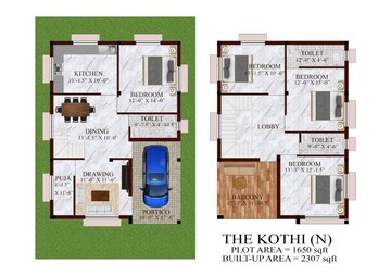 Floor Plan in 3 BHK Villa at Andal – for Sale