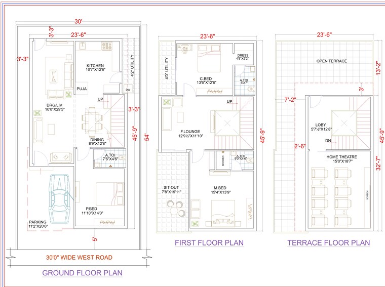 Floor Plan, krishna reddy pet 3 Bedroom 2848 Sq.Ft. Villa In Krishna Reddy Pet Hyderabad 9091957