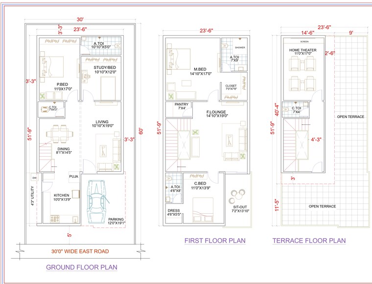 Floor Plan, rameshwar banda 4 Bedroom 3039 Sq.Ft. Villa In Rameshwar Banda Hyderabad 9092004