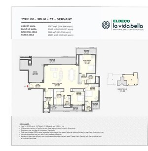 Floor Plan in 3.5 BHK Apartment at Eldeco La Vida Bella, Sector 12 Greater Noida – for Sale