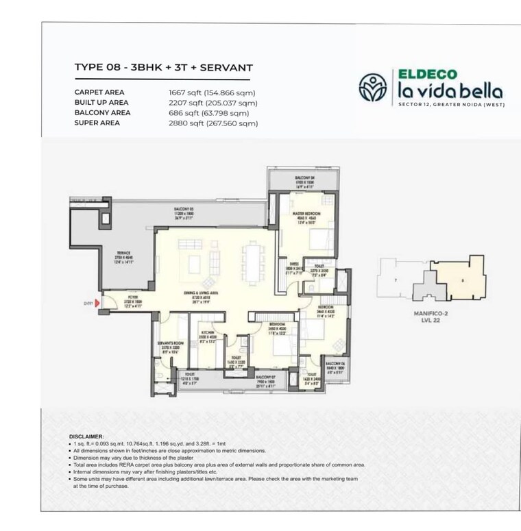 Floor Plan, eldeco-la-vida-bella 3.5 Bedroom 2880 Sq.Ft. Apartment In Sector 12 Greater Noida Greater Noida 9093240