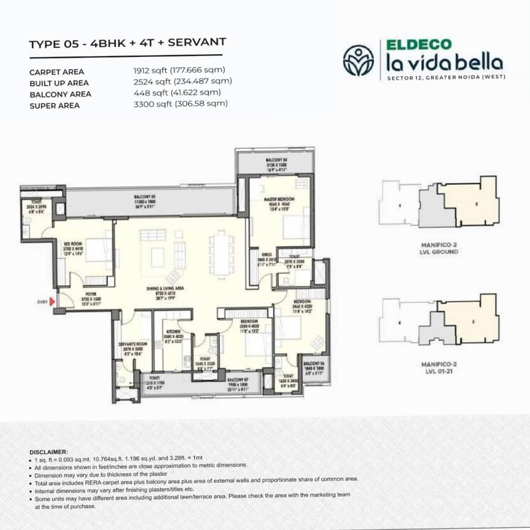 Floor Plan, eldeco-la-vida-bella 4 Bedroom 3300 Sq.Ft. Apartment In Sector 12 Greater Noida Greater Noida 9093270