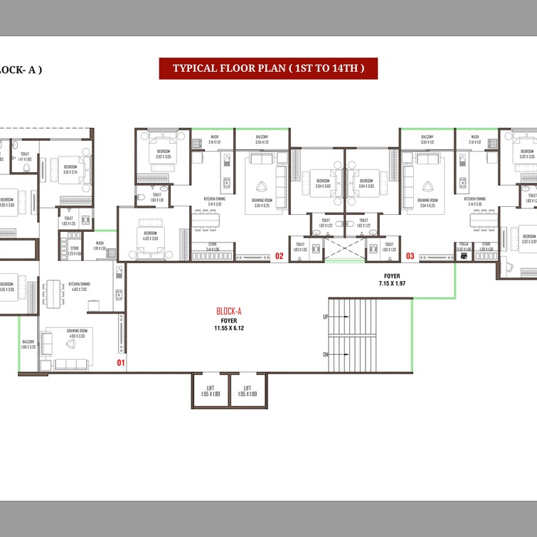 Floor Plan, zundal 3 Bedroom 205 Sq.Yd. Apartment In Zundal Ahmedabad 9093911