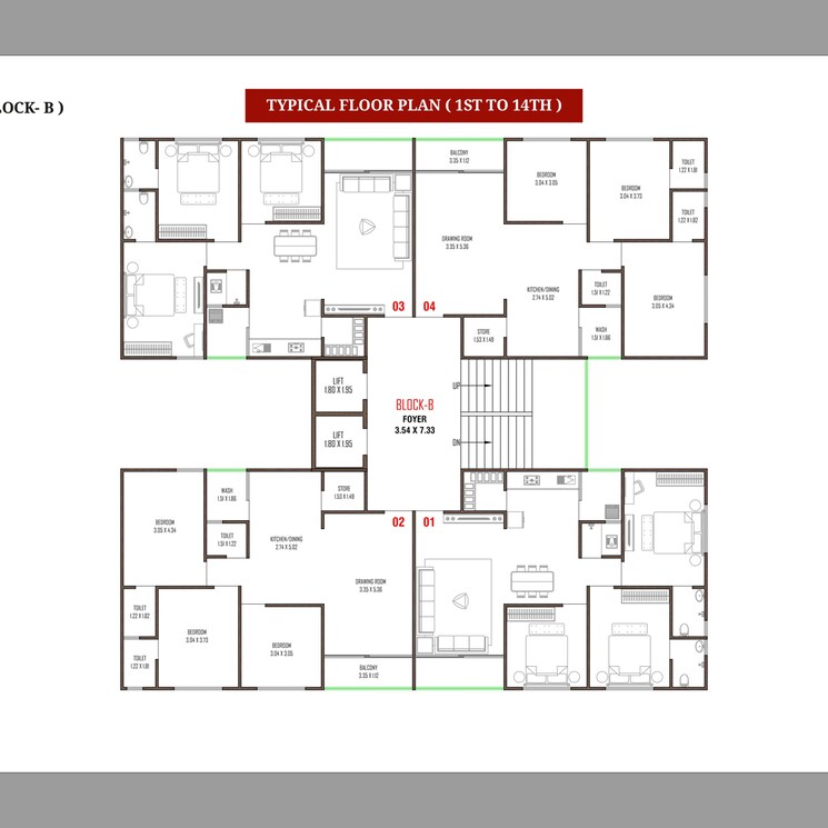 Floor Plan, zundal 3 Bedroom 205 Sq.Yd. Apartment In Zundal Ahmedabad 9093911