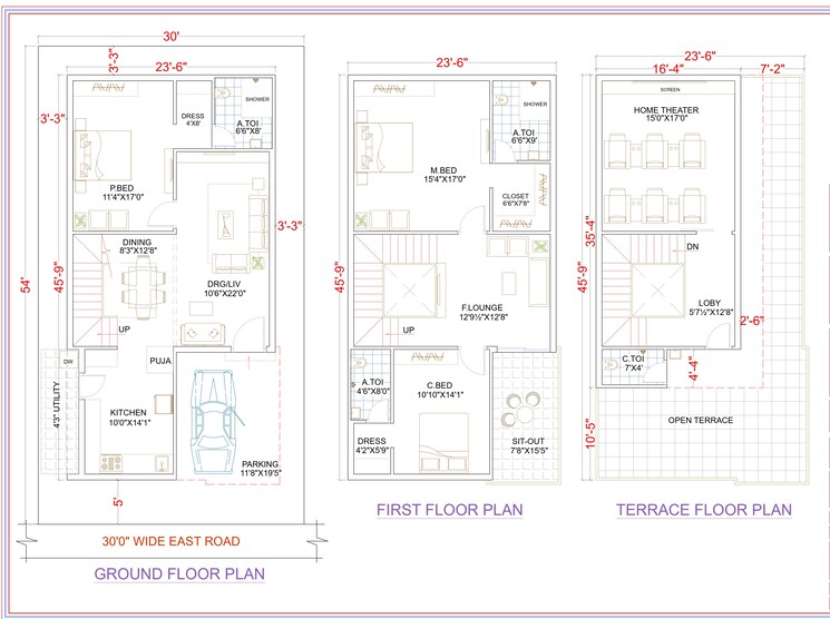 Floor Plan, krishna reddy pet 3 Bedroom 2839 Sq.Ft. Villa In Krishna Reddy Pet Hyderabad 9096065